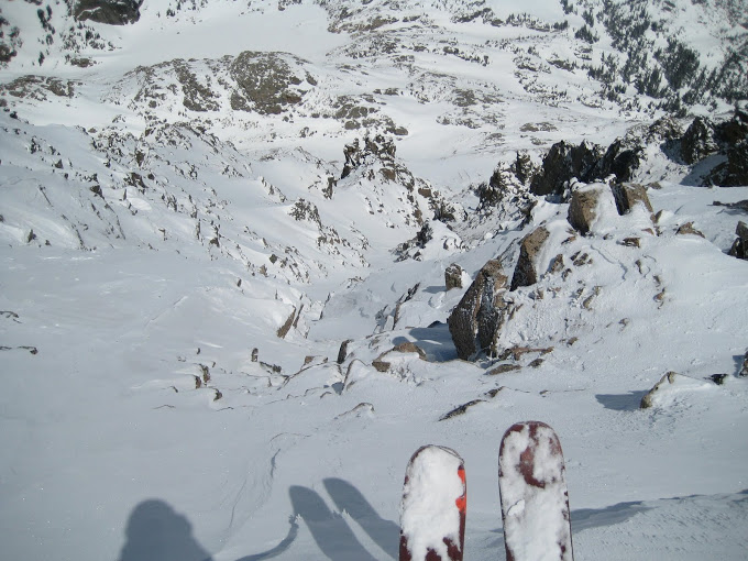 Top of Backbreaker Couloir, looking in